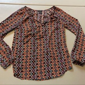 Size xs ladies chiffon geometric print blouse